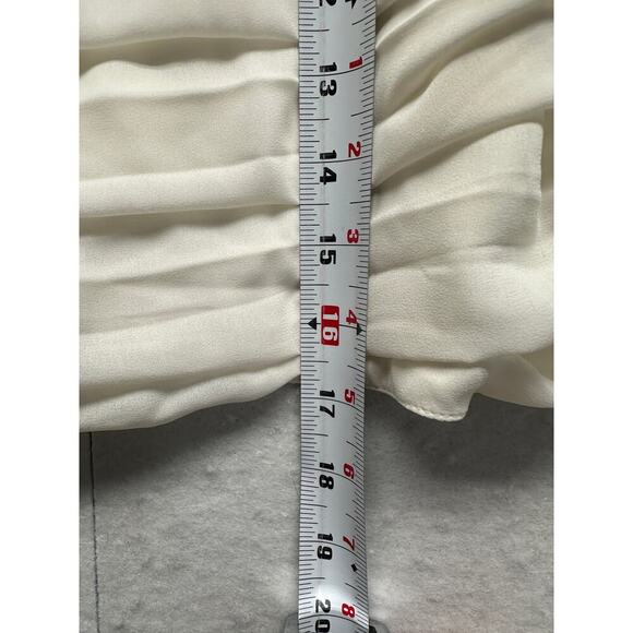 Abercrombie‎ & Fitch White Ruched Puff Sleeve Crop Blouse L Romantic Peasant Top - Picture 6 of 9